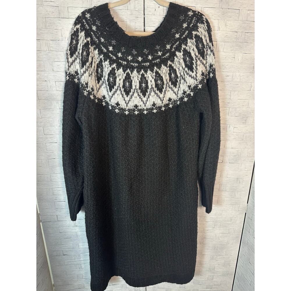 Lane‎ Bryant sweater dress black white cozycore feminine winter holiday plus sz